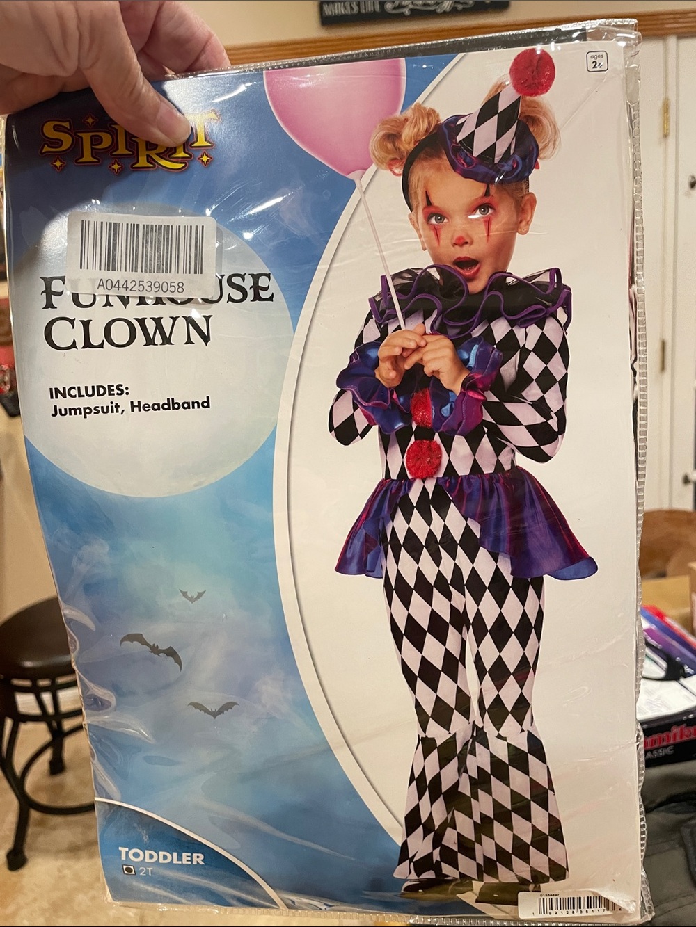 Spirit Toddler Harlequin Clown Costume - Black & Purple